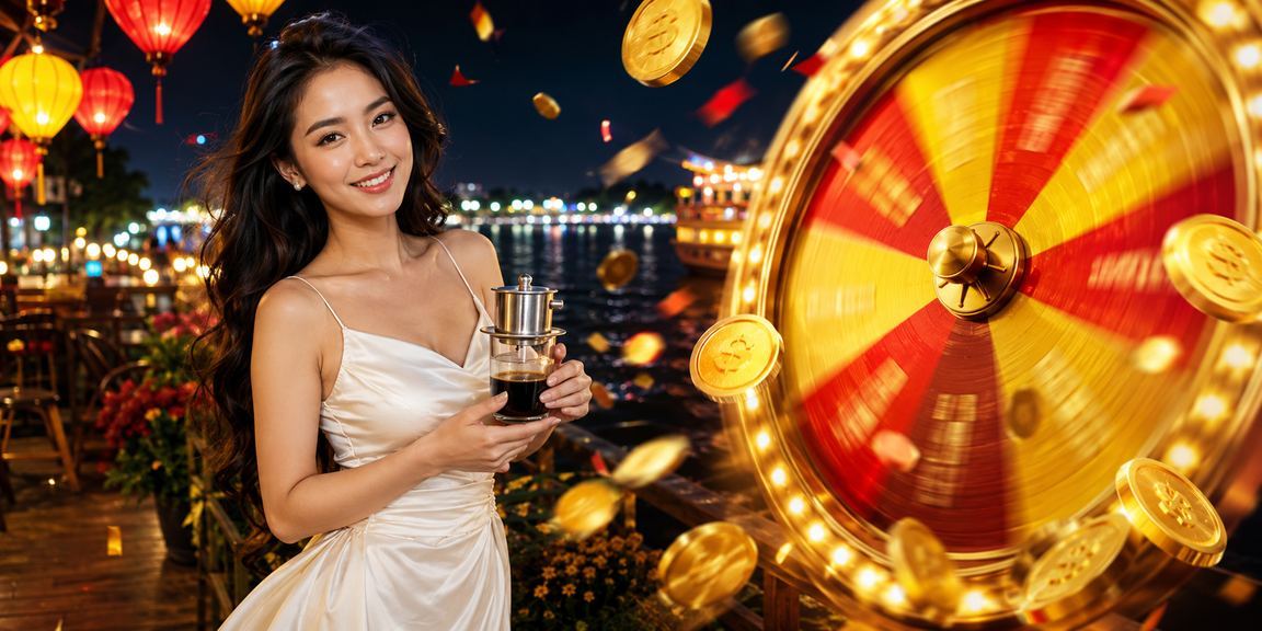 Người chơi bên bờ sông Mekong thưởng thức cà phê và tham gia roulette trực tuyến
