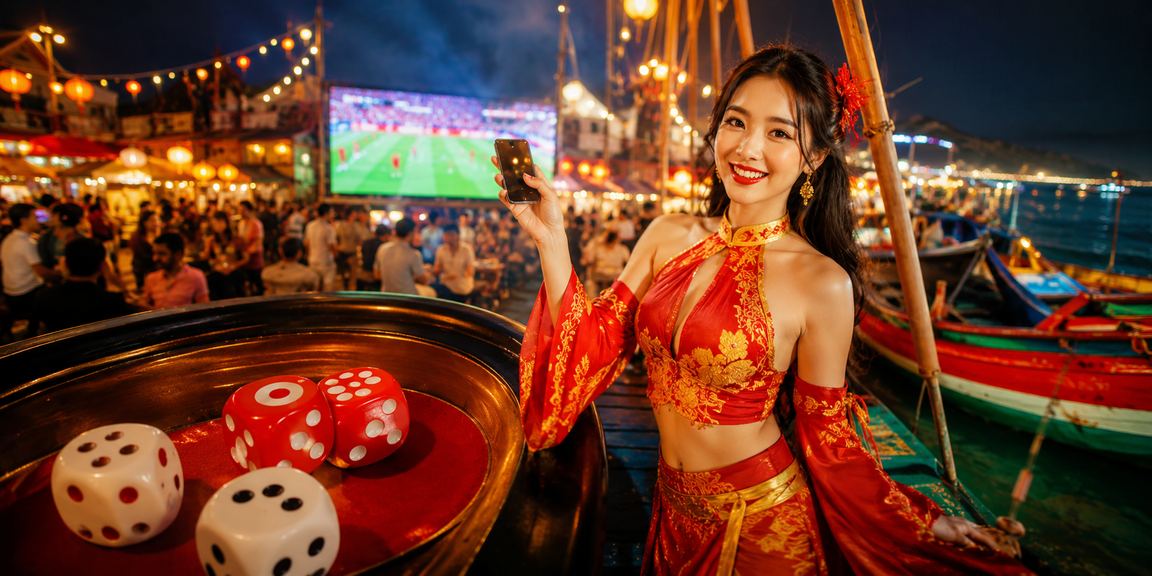 Trò chơi xúc xắc tài xỉu tại chợ đêm Mũi Né dưới ánh đèn lễ hội